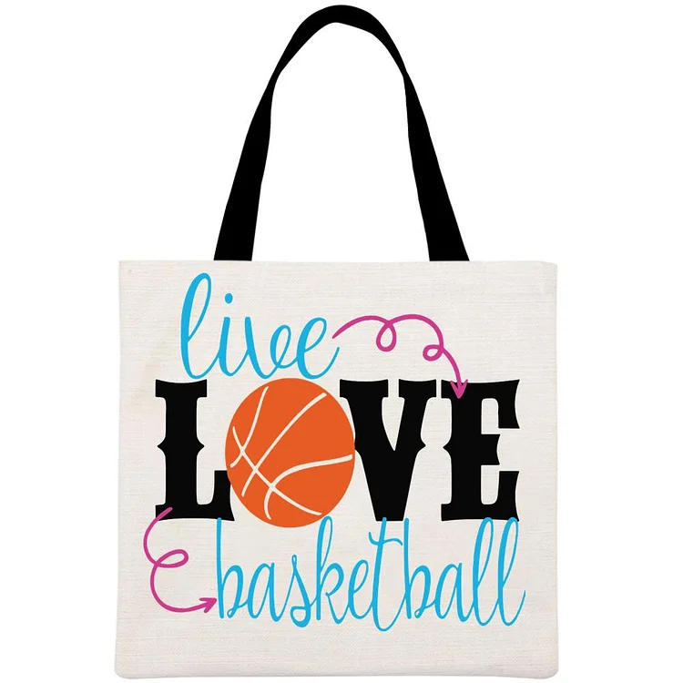 LIVE LOVE BASKETBALL Printed Linen Bag-Annaletters