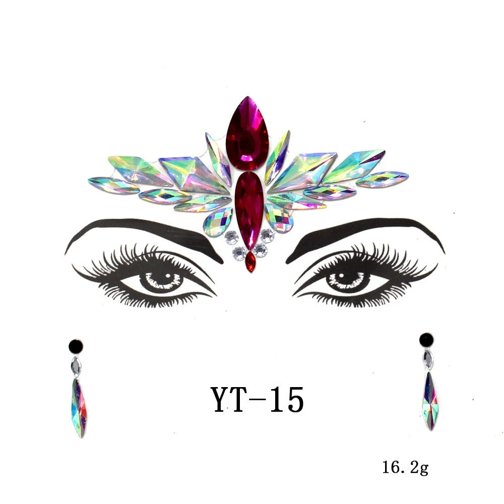 Sexy Style Rhinestone Acrylic Self-adhesive Jewelry Face Creative Tattoo Body Art Jewelry Masquerade Eyes Beauty Makeup Sticker