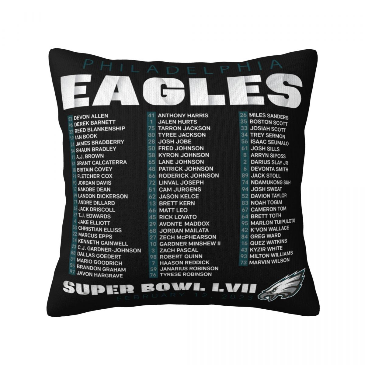 Philadelphia Eagles Super Bowl LVII Varsity Roster Short Plush Cushion for Home Decor