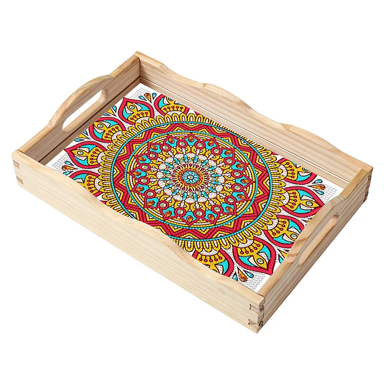 Mandala 5D DIY Diamond Painting Serving Tray with Handle for Desk Coffee Table