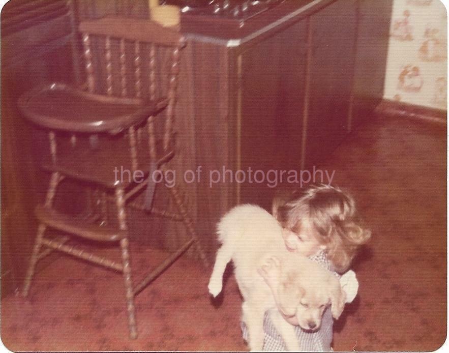 A Girl And Her Dog FOUND Photo Poster paintingGRAPH ColorOriginal VINTAGE 910 1 D