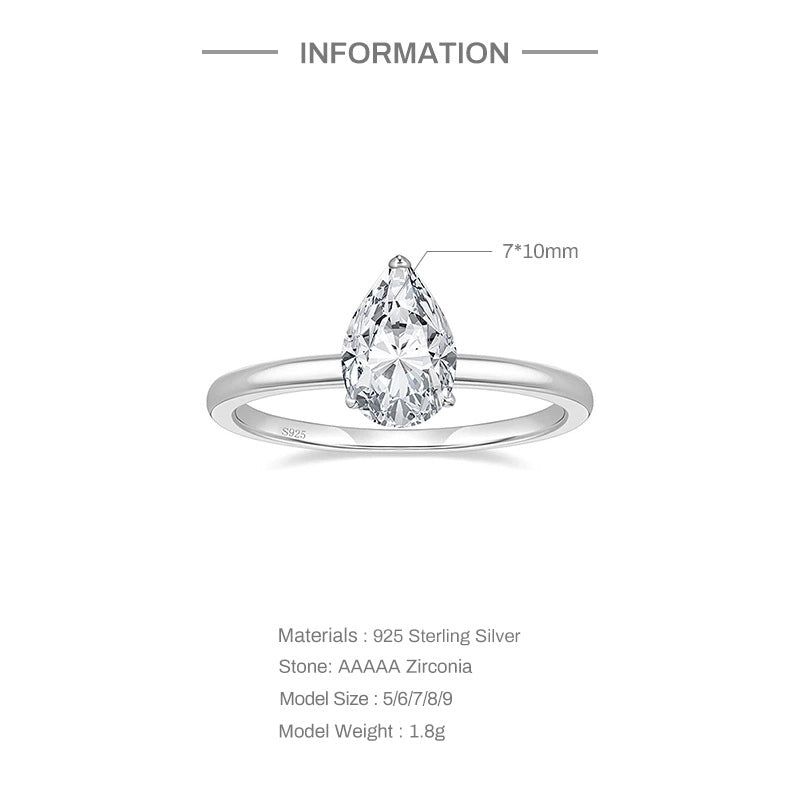 Sterling Silver Zircon Geometric Rings