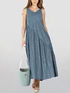 Striped Sleeveless Camisole Panel Long Dress