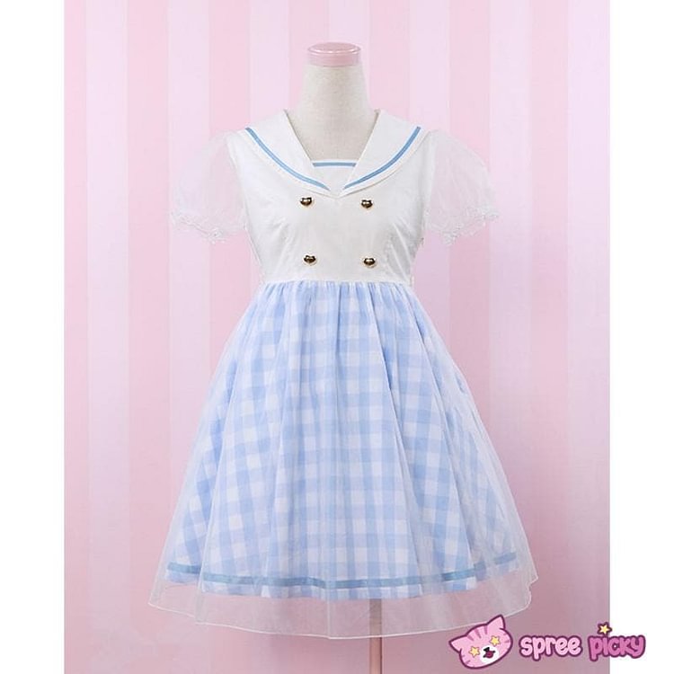 S/M Pastel Blue Sailor Organza Dress SP151914