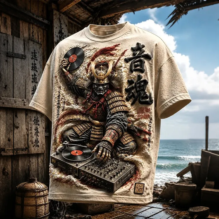 Men's Music Soul Samurai Dj Print Casual T-shirt