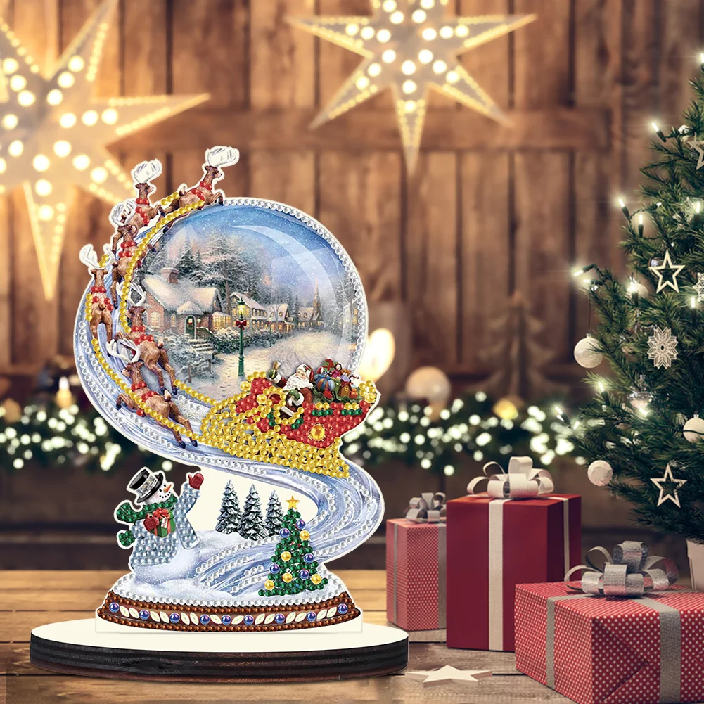 DIY Crystal Ball Single Side Diamond Painting Wooden Crystal Painting Desktop Kit for Home Office Desktop Decor