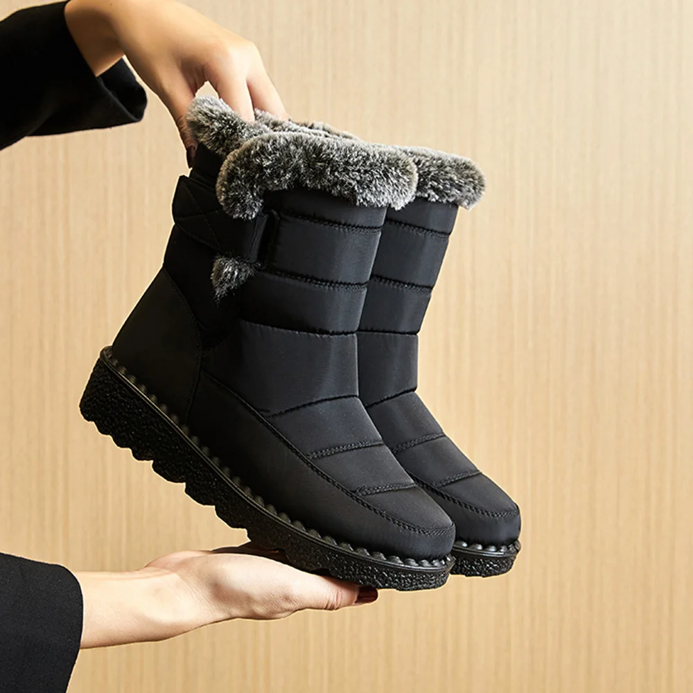 Smiledeer Winter waterproof anti-slip warm Velcro casual snow boots