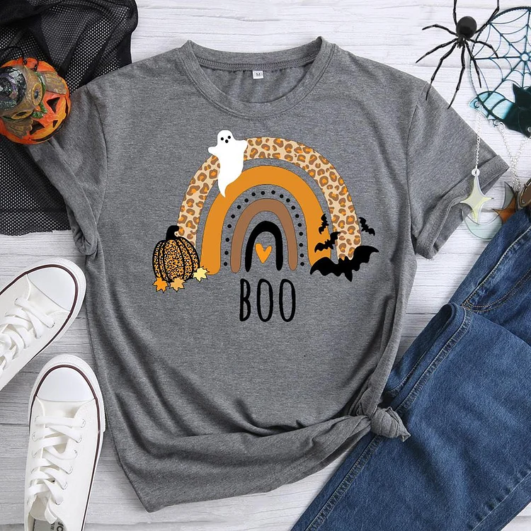 BOO Leopard Rainbow Halloween T-Shirt-07337-Annaletters