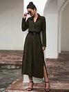 Button Shirt Collar Maxi Dress