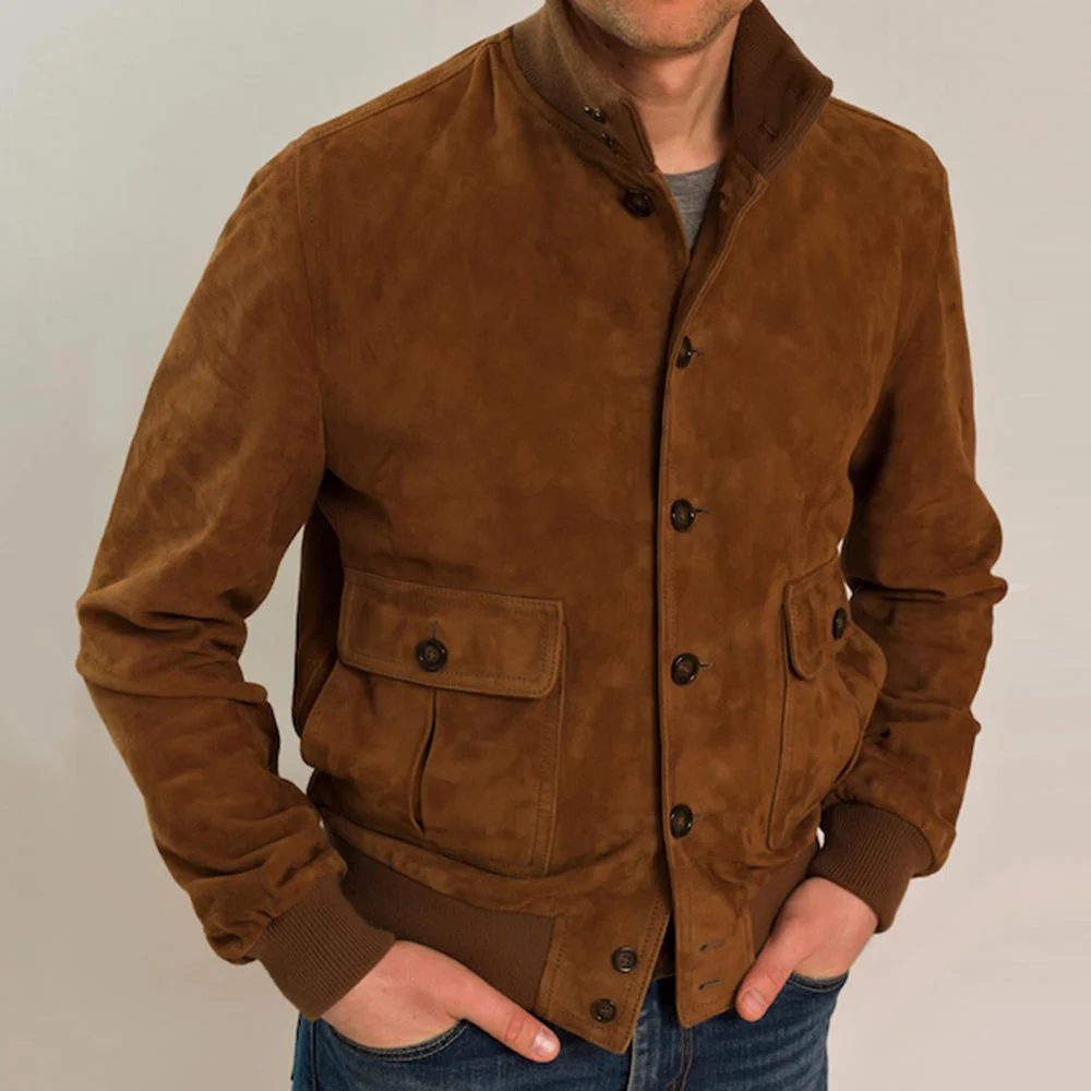 Smiledeer Men's Fashion Slim Fit Solid Color Stand Collar Jacket