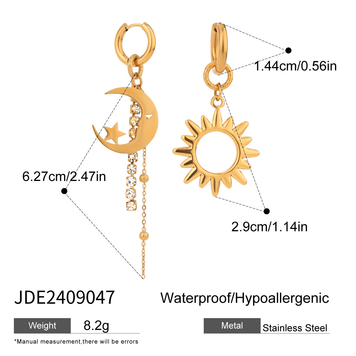 Jie Ding Stainless Steel Pearl Earrings Star Earrings Titanium Steel Earrings Earrings