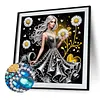Special Shape Rhinestone Diamond Painting Kit(Black Gold Daisy Beauty)