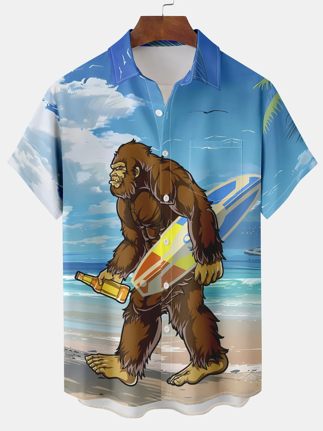 Men's Comfortable Forest Monster Hawaiian Vacation Print Shirt PLUSCLOTHESMAN