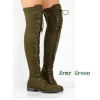 *Low Heel Flat Lace Up Boots Zipper Shoes Thigh High Over Knee Boots