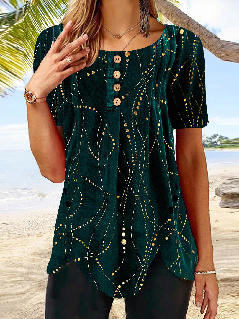 Women Long Sleeve V-neck Graphic Floral Printed Top