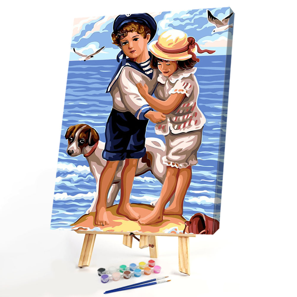 

40x50cm - Paint By Numbers Boy Girl Dog, 501 Original