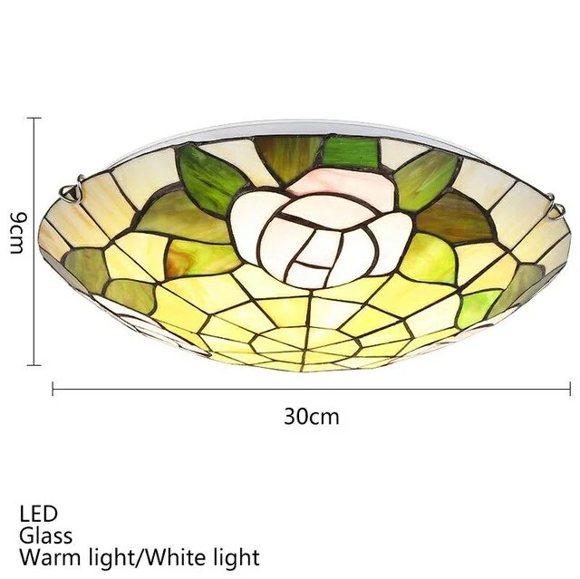 Europe Countryside Glass Ceiling Lamp LED With 2 Lights Modern Novelty Ceiling Light For Parlor Lobby Bedroom Children Room Cafe