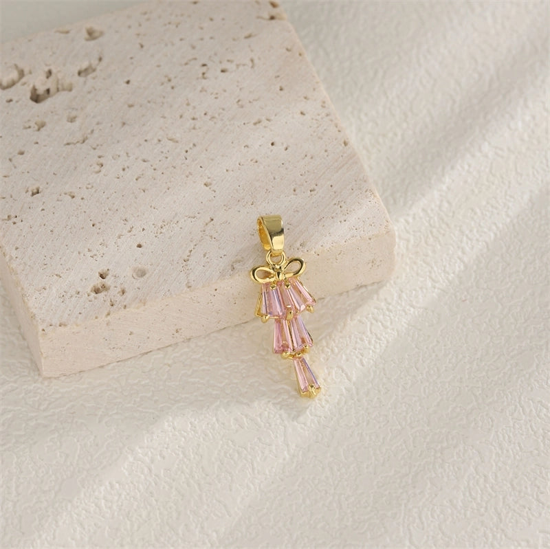 1 PCS/Package Hole 10mm+ Copper Zircon 18K Gold Plated Heart Shape Flower Pendant