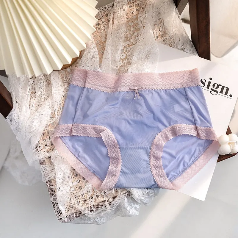 Women Cotton Underwear Sexy Striped Ice Panties Japanese Cute Girl Comfort Briefs Summer Fashion Bow Underpants Female Lingerie