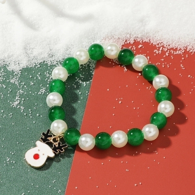 Cute Christmas Hat Elk Beaded Alloy Plating Women’s Bracelets