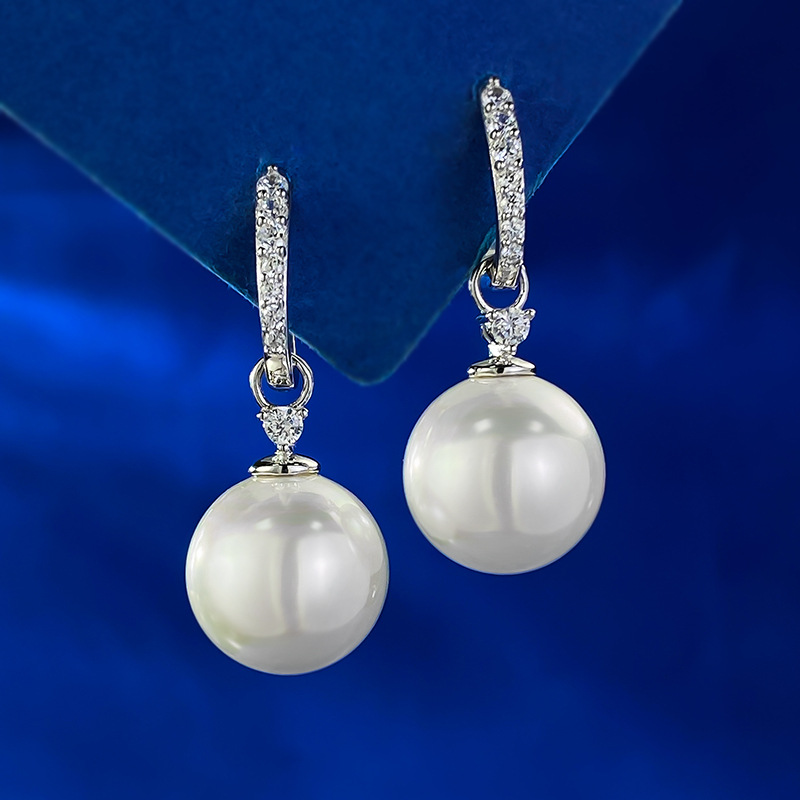 MIKAMU 2024 New 13mm Pearl Stud Earrings - S925 Silver Fashion Commuter Style