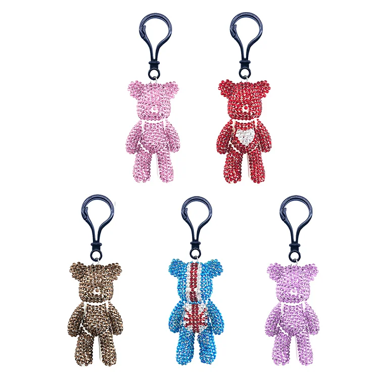 Diamond Mosaic Bear Keychain DIY Rhinestone Drill Painting Kit Key Chain