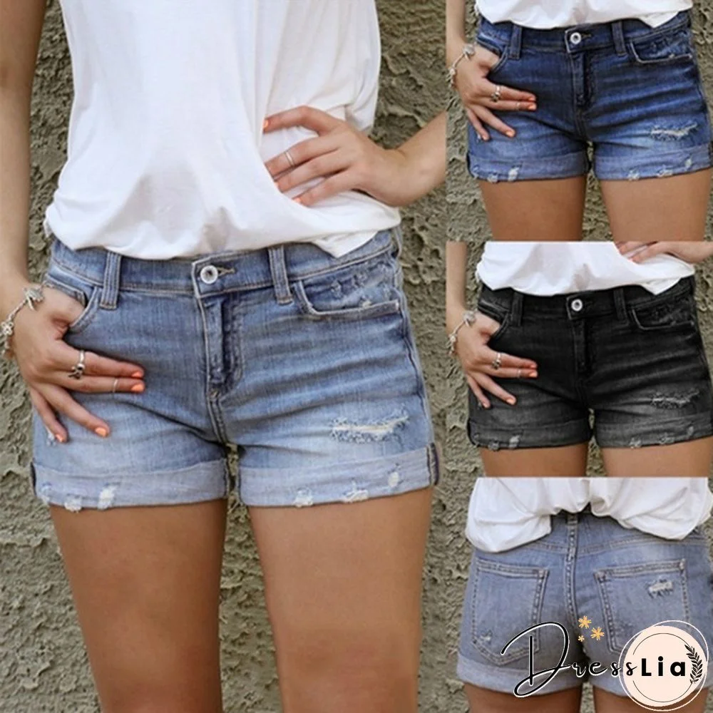 Women Denim Shorts Ripped Denim Shorts Women Hot Pants