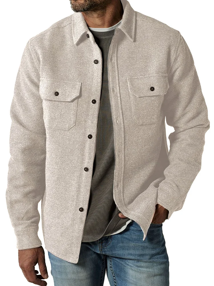 Men's Fashion Casual Double Pocket Thickened Long Sleeve Jacket