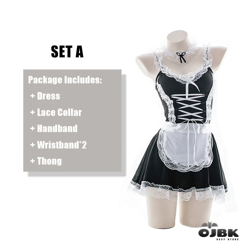 OJBK Anime Women Sexy Lingerie Japanese Apron Maid Dress Moe Cosplay Costume Servant Hot Dress Uniform Kawaii Outfit 2022 New