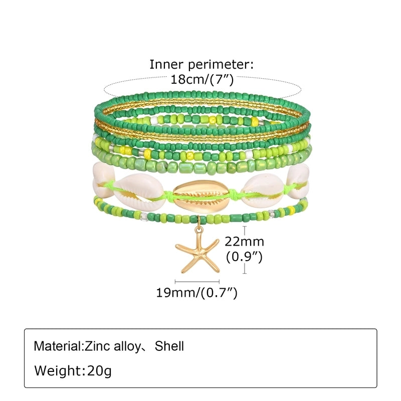 Hawaiian Vacation Beach Shell 18K Gold Plated Alloy Plastic Shell Bracelets