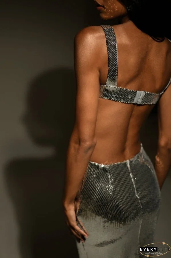 Slim Fit Square Neck Halter Backless Maxi Dress