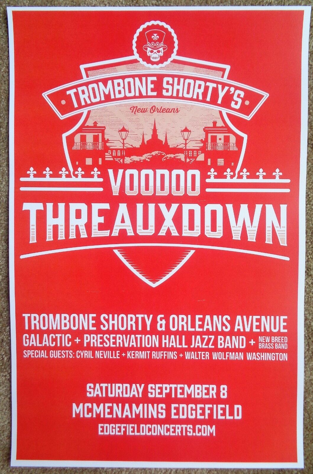 TROMBONE SHORTY 2018 Gig POSTER Edgefield Portland Oregon Concert ORLEANS AVENUE