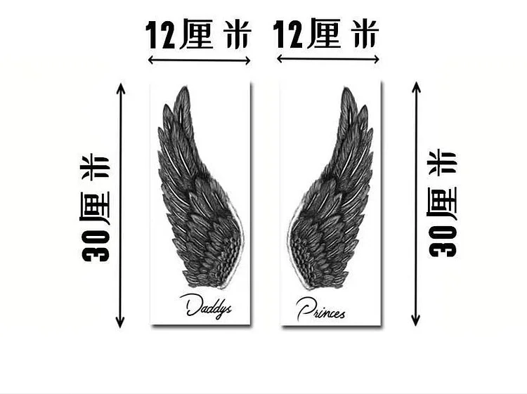 2PCS The Angel's Wing Temporary Tattoo Stickers For Men Women Leg Arm Body Art Temporary Tattos Waterproof Flash Decals Tatoos