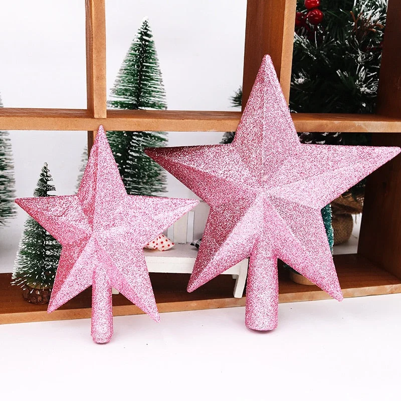15/20cm Christmas Tree Decorations Top Star Shiny Gold Powder Five-pointed Star for New Year Decor Christmas Ornaments