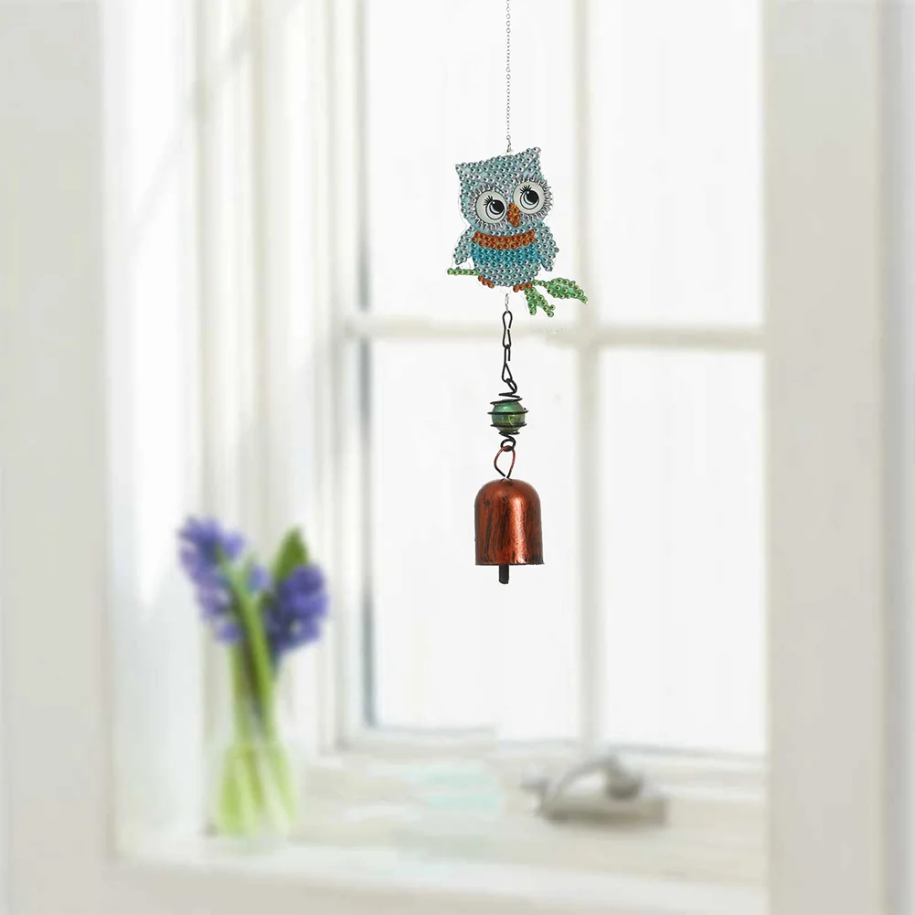 DIY Diamond Painting Bells Wind Chime Pedant - Owl