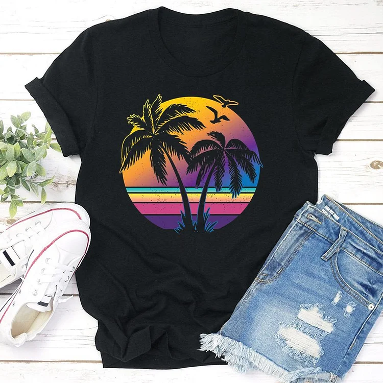 Palm Tree Beach  T-shirt Tee - 01458-Annaletters