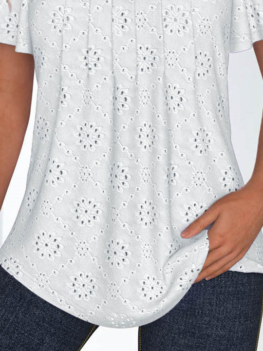 Women Half Sleeve V-neck Solid Color Dress