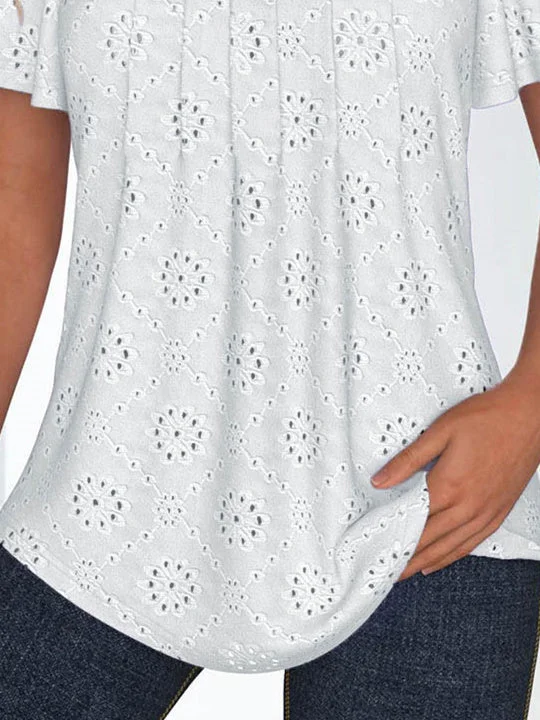 Women Half Sleeve V-neck Solid Color Dress