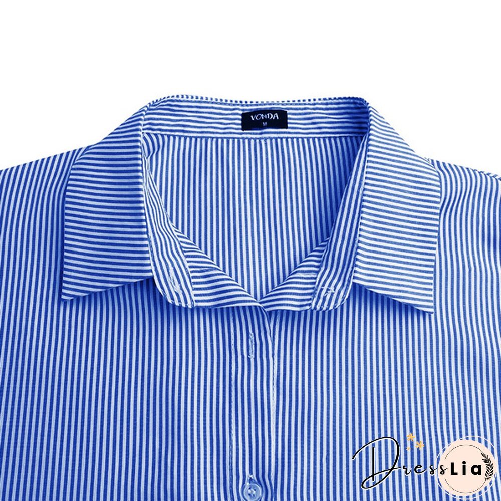 Women Fashion Pleated Ruffled Hem Baggy Irregular Hem Vestido S-5XL Batwing Sleeve Lapel Collar Striped Dresses