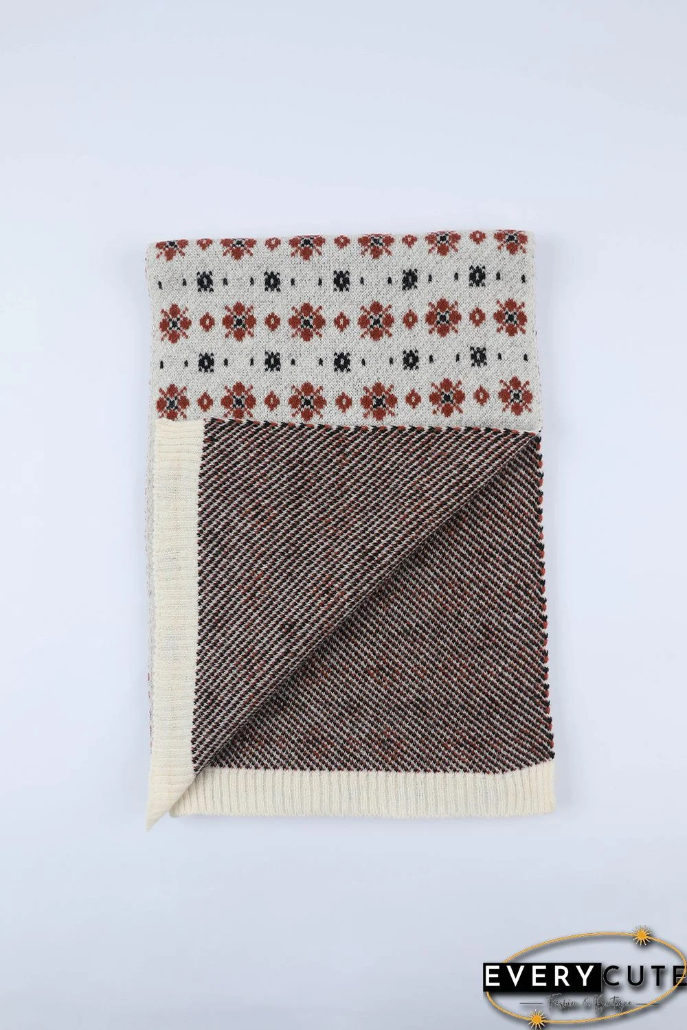 Multicolor Christmas Floret Knitted Shawl Wrap Scarf