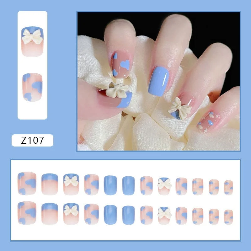 24pcs press on nails Butterfly Decoration Wear Long Paragraph Fashion Manicure Patch False Nails Save Time Wearable Jelly Nails-Nail Inspo