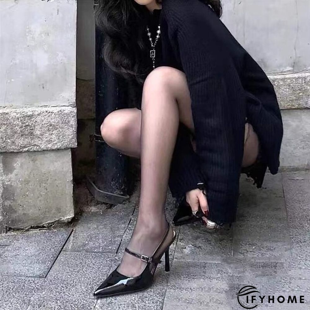 Women's Sandals Plus Size Work Daily Summer High Heel Pointed Toe Elegant Classic Walking Shoes PU Loafer Solid Colored Black | IFYHOME