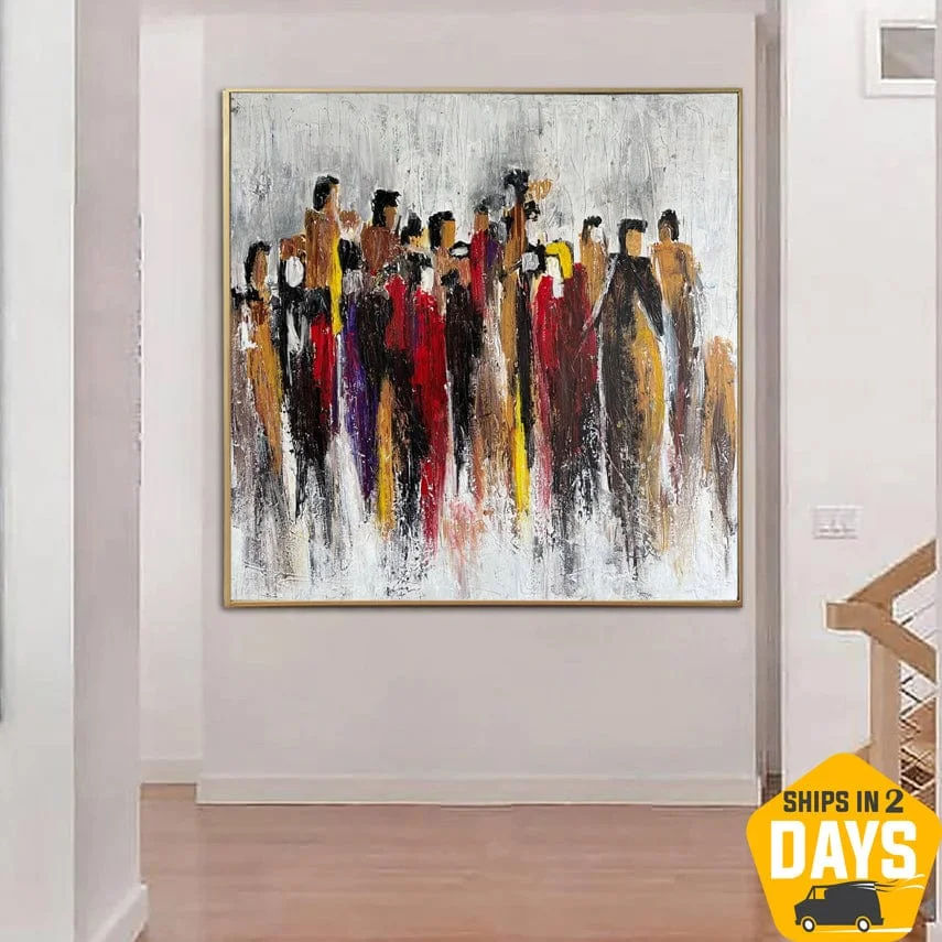 Abstract Human Painting On Canvas Colorful Abstract People Modern Painting Wall Art | RANDOM PEOPLE 