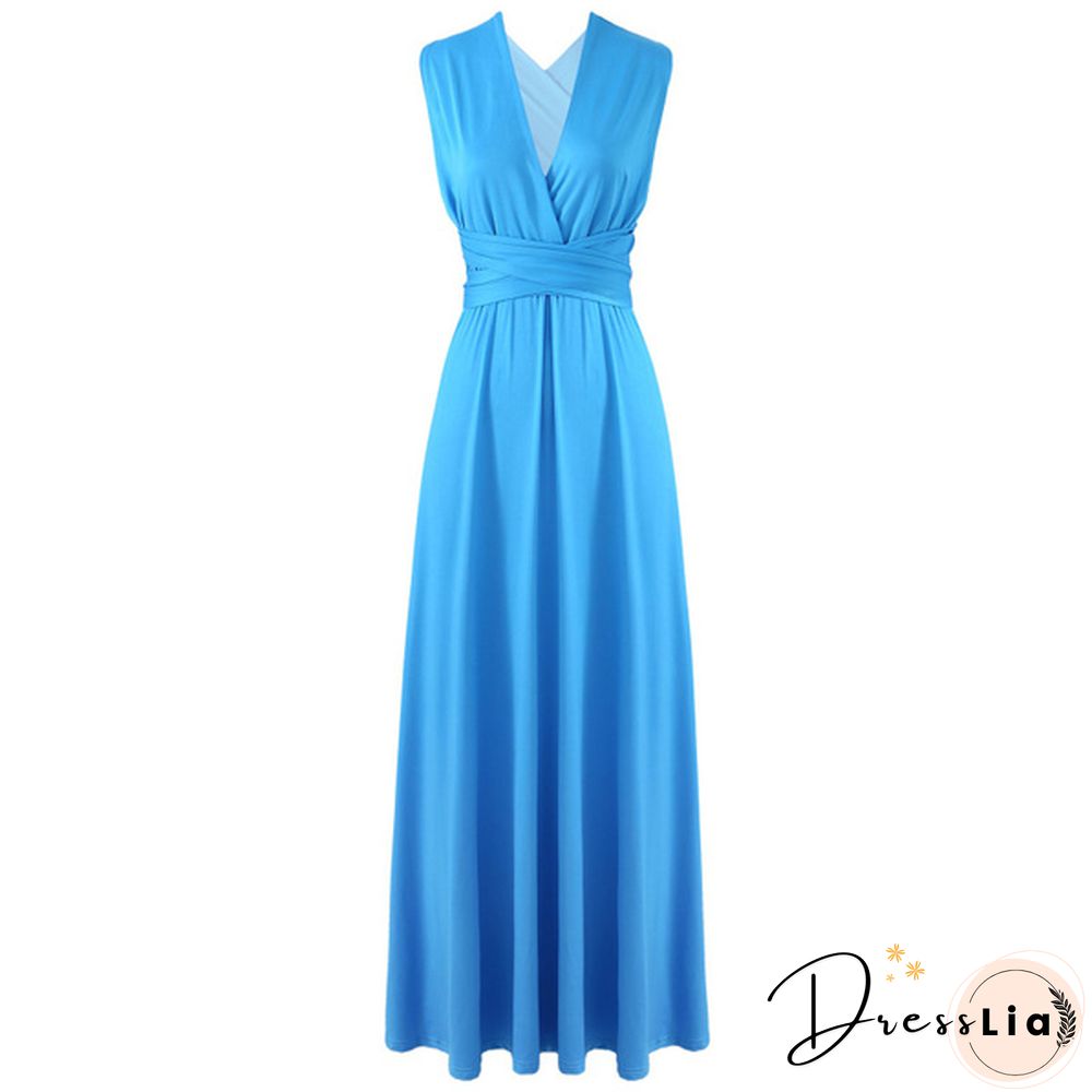 Women's Chic Wrap Maxi Dress Multi Way Wear Party Wedding Bridesmaid Dresses Evening Cocktail Long Prom Gown