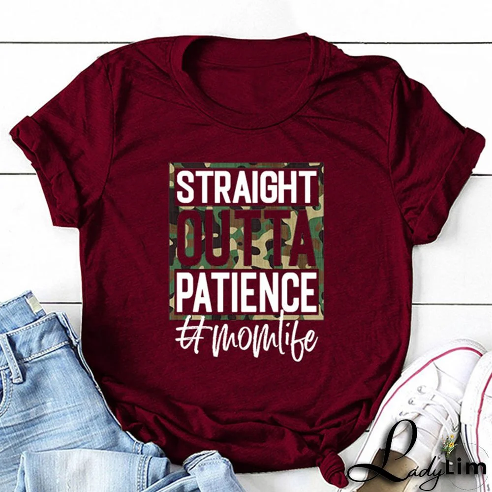 Burgundy Fashion Casual Letter Print Basic O Neck T-Shirts