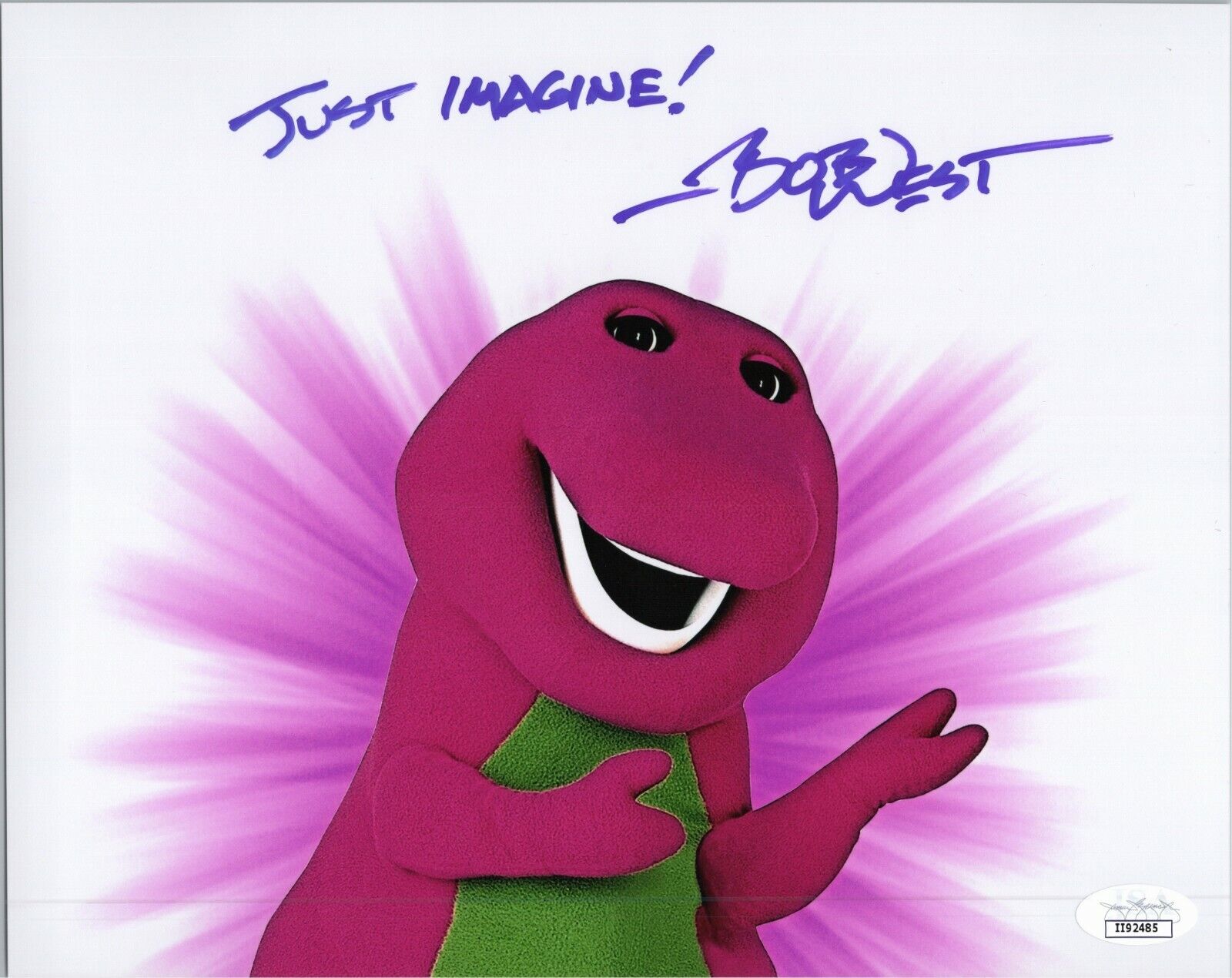 BOB WEST Authentic Hand-Signed BARNEY THE DINOSAUR