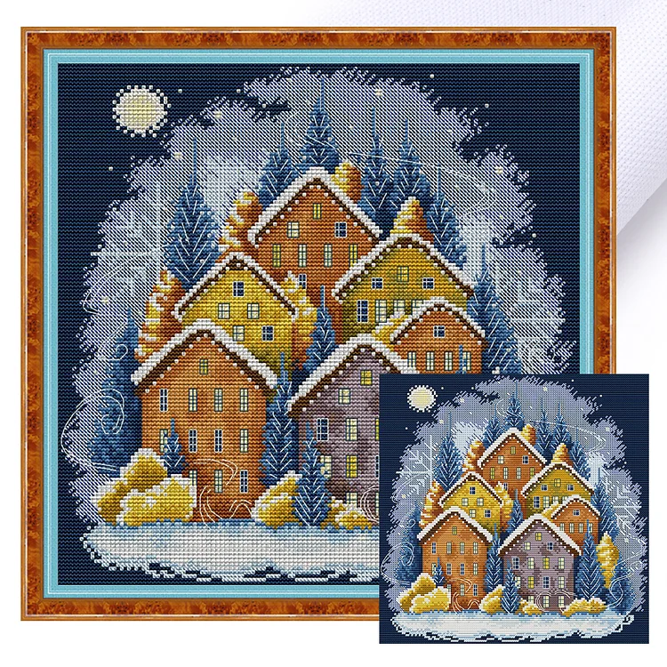 Joy Sunday-Winter Color House 14CT Stamped Cross Stitch (33*33CM) gbfke