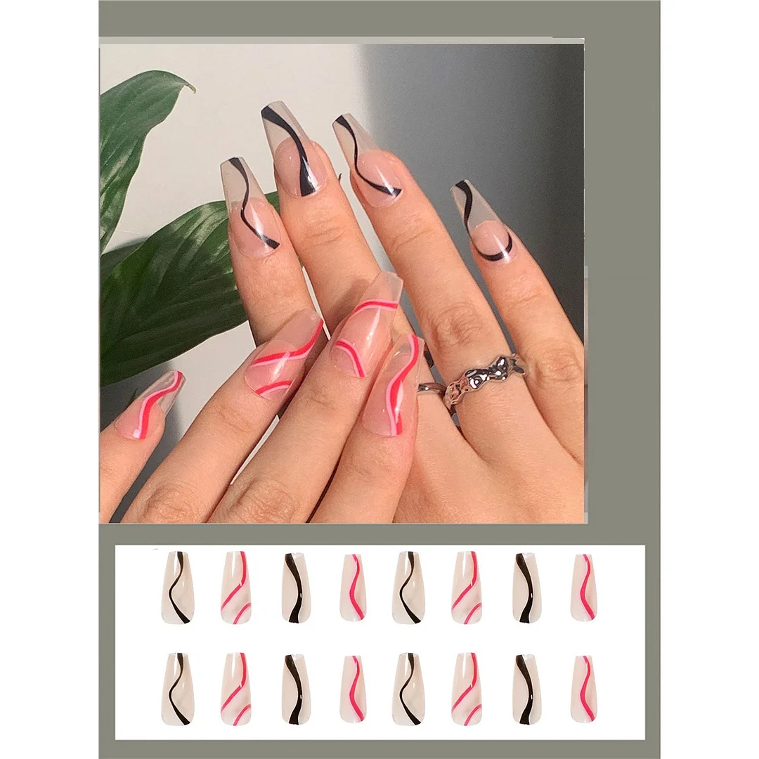 New Artificial Long Coffin Fake Nails Ballerina Manicure Tool Chinese Taiji False Nail Detachable Full Cover Nail Art Accessorie