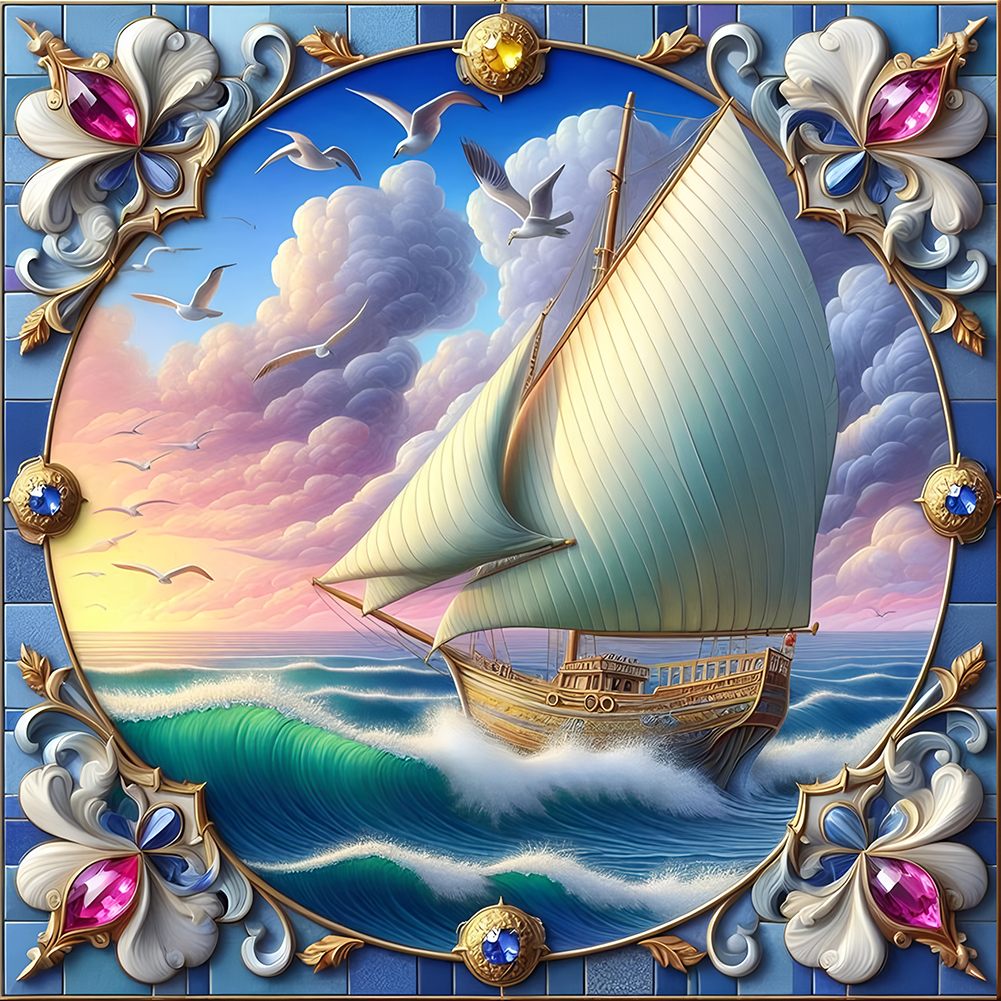 Sailboat Diary 40*40cm(canvas) full round drill diamond painting