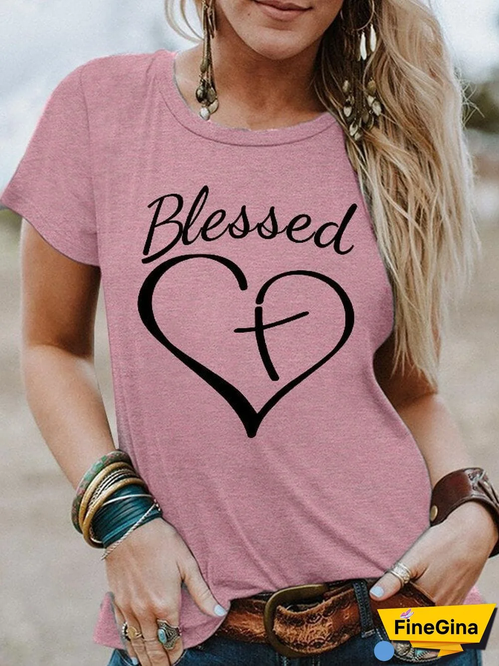 Women's Blessed Print Tee Shirt